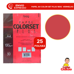 PAPEL A4 180G COLOR PLUS VERMELHO 25 FOLHAS