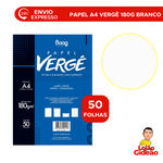 PAPEL A4 VERGE BRANCO 180G PCT 50 FOLHAS