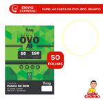 PAPEL CASCA DE OVO A4 180G M BRANCO PACOTE 50 FOLHAS