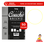 PAPEL COUCHE 180G BRANCO 50 FOLHAS