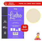 PAPEL LINHO A4 180G CREME PACOTE 50 FOLHAS