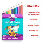 Kit 6 Mini Lapis de Cor 12 Cores Onda Para Lembrancinhas de Festas Escolas