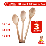 Kit Colher De Pau 3 Tamanhos Para Cozinha Industria Merenda Escolar 