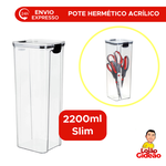 Pote Hermetico Organizador Slim Em Acrilico 2200ml