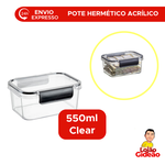 Pote Hermético Organizador Clear Em Acrilico 550ml