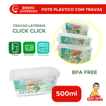 Pote Com Travas Laterais Incolor 500ml