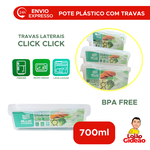 Pote Com Travas Laterais Incolor 700ml