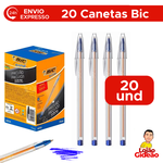 Kit Com 20 Canetas Bic Cristal Cor Azul Para Escritorio Para Escola 