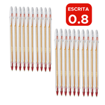 Kit com 20 Canetas Bic Cristal Cor Vermelha para Escritorio Escola Revenda