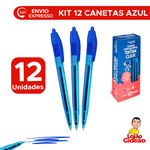 Kit 12 Canetas Esferografica Azul 07mm TikTak Escrita Fina Para Escritorio Escola Revenda Com Clip