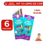 Kit Com 6 Pacotes Lapis de Cor 12 Cores Onda Para Lembrancinhas de Festas Escolas Revenda