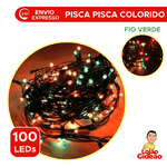 Pisca Pisca 100 Leds Colorido 127V Fio Verde