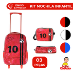 Kit Mochila Infantil de Rodinha e Alca Futebol