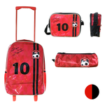 Kit Mochila Infantil de Rodinha e Alca Futebol