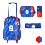 Kit Mochila Infantil de Rodinha e Alca Futebol