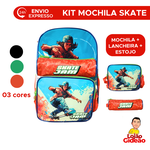 Kit Mochila Estojo e Lancheira Skate Jam