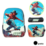 Kit Mochila Estojo e Lancheira Skate Jam
