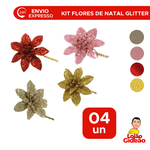 Flores Decorativas de Natal Com Glitter 04un