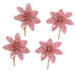 Flores Decorativas de Natal Com Glitter 04un