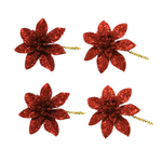 Flores Decorativas de Natal Com Glitter 04un