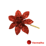 Flores Decorativas de Natal Com Glitter 04un