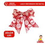 Laço de Tecido Vermelho Com Estampa Natalina 20x24cm