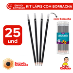 Kit Lápis Preto Com Borracha 25 UND Ponta Resistente Onda Sextavado Para Escola Para Escritorio