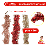 Festão Enfeite Natalino Gold 8cm x 2m