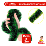 Festão Enfeite de Natal Verde Escuro/Verde Claro 11cm x 2m