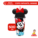 Copo Infantil Minnie Com Tampa e Canudo Orelha Minnie Mouse 500ml