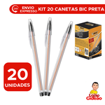 Kit Com 20 Canetas Bic Cristal Cor Preta Para Escritorio Escola Revenda