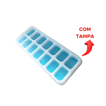 Forma Para Gelo de Plástico e Silicone com Tampa