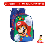 Mochila Infantil Escolar Alças Grande Oficial Super Mario Bros Verde