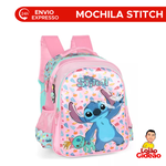 Mochila Infantil Escolar Alças Grande Oficial Stitch Rosa