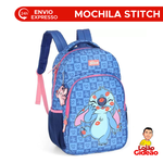 Mochila Escolar Grande Infantil Com Alças Oficial Stitch Azul