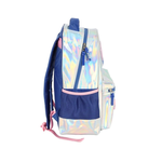 Mochila Escolar Grande Infantil Holográfica Com Alças Oficial Stitch Prata