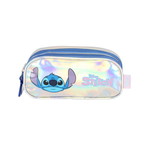 Estojo Escolar Stitch Prata Holografico Oficial Infantil 03 Divisorias