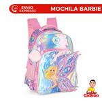 Mochila Barbie Borboleta Holografica Infantil Escolar Grande Com Alças Oficial Rosa