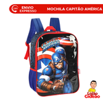 Mochila Infantil Capitão América Escolar Grande Com Alças Oficial