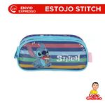 Estojo Escolar Stitch Azul Oficial Infantil 02 Divisorias