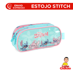 Estojo Escolar Stitch Verde Oficial Infantil 02 Divisorias