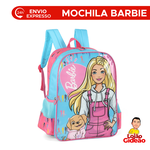 Mochila Escolar Barbie Dog Azul Infantil Grande Com Alças Oficial