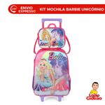 Kit Mochila de Rodinha e Costas + Lancheira Barbie Unicornio Infantil Pink Oficial