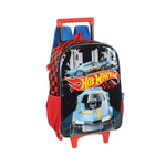 Kit Mochila de Rodinha e Costas + Lancheira Hot Wheels Infantil Preta Oficial