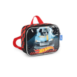Kit Mochila de Rodinha e Costas + Lancheira Hot Wheels Infantil Preta Oficial