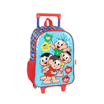 Kit Mochila de Rodinha e Costas + Lancheira Turma da Monica Infantil Azul Oficial