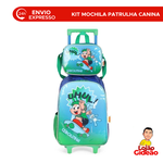 Kit Mochila de Rodinha e Costas + Lancheira Cebolinha Infantil Verde Oficial