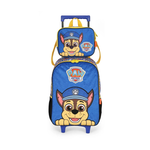 Kit Mochila de Rodinha e Costas + Lancheira Patrulha Canina Infantil Azul Oficial