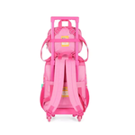 Kit Mochila de Rodinha e Costas + Lancheira Masha e o Urso Infantil Rosa Oficial