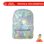 Mochila Juvenil Holografica Feminina De Costas